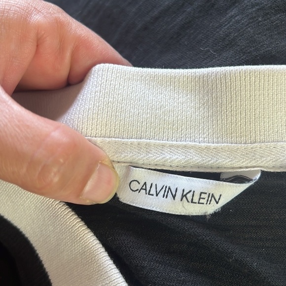 Calvin Klein Black/White Slim Fit Short Sleeve Polo Shirt Size L - Picture 8 of 13